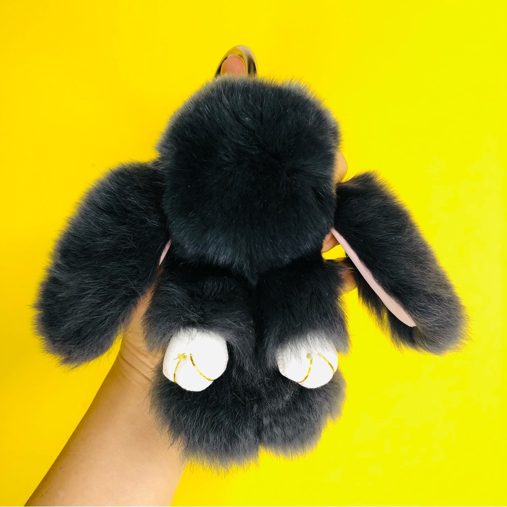 Kopenhagen Soft Fur Black Bunny Rabbit Plush Keychain Purse Bag Charm Accessory